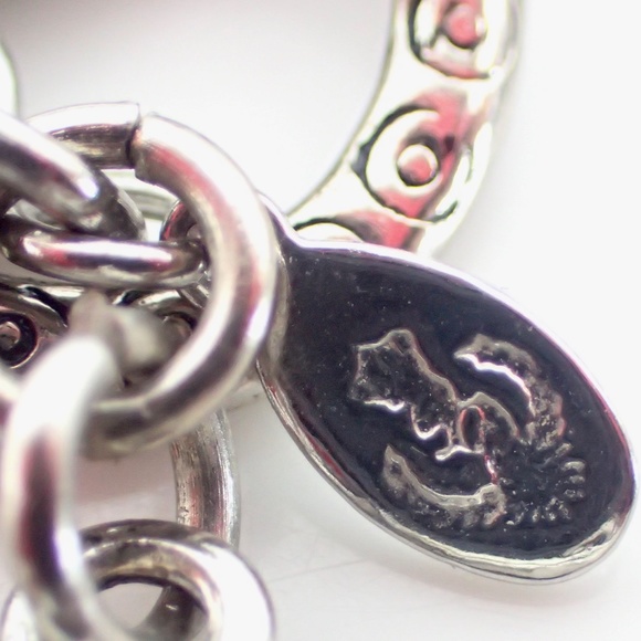 Vtg Black Leather Rhinestone Wide Silver Tone Necklace Bracelet Matching Set - Picture 7 of 12